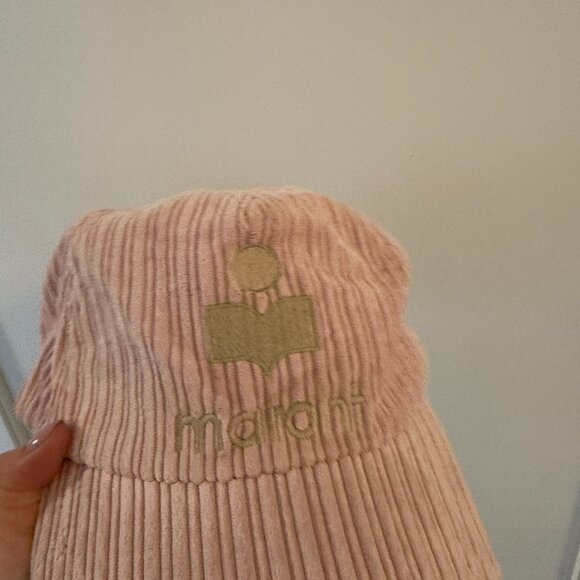 NWT Isabel Marant Tyron Corduroy Baseball Cap Embroidered Logo Pink - Picture 3 of 7